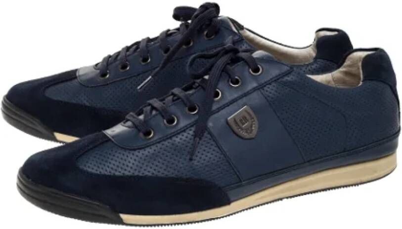 Balmain Pre-owned Leather sneakers Blue Dames