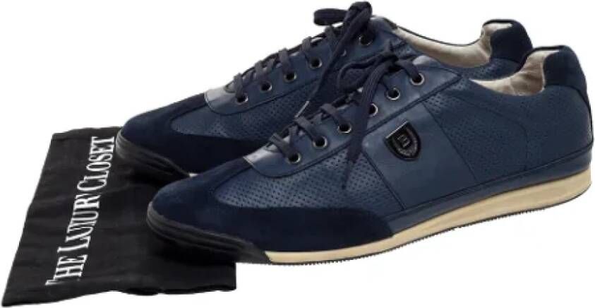 Balmain Pre-owned Leather sneakers Blue Dames