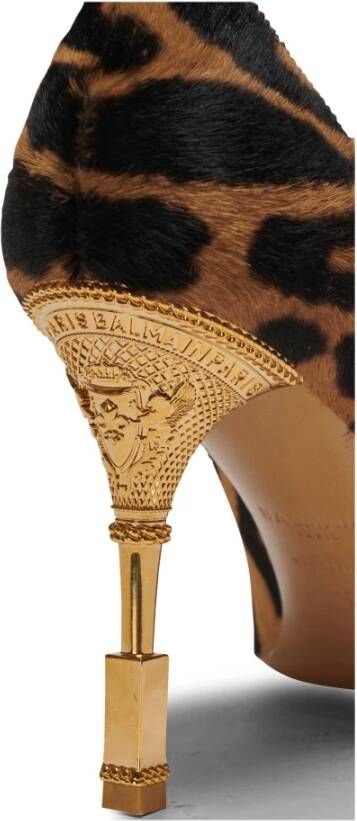 Balmain Moneta leopard print leather stilettos Bruin Dames