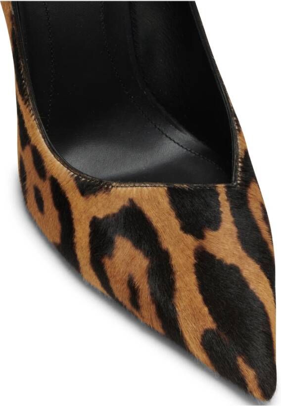 Balmain Moneta leopard print leather stilettos Bruin Dames
