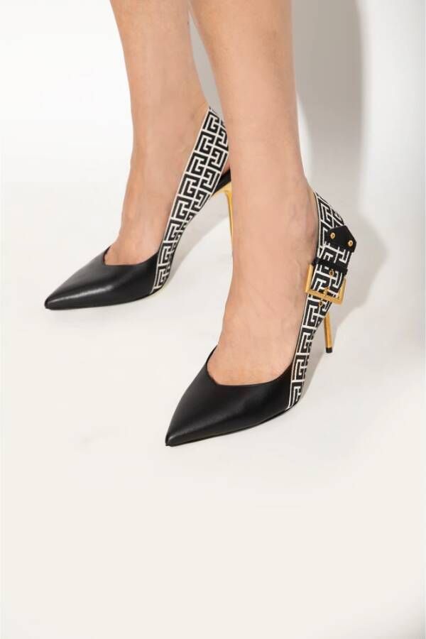 Balmain Ruby slingback pumps met monogram Zwart - Foto 6