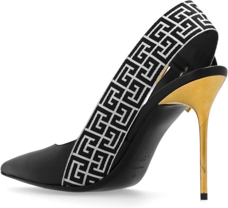 Balmain Ruby slingback pumps met monogram Zwart - Foto 8