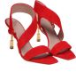 Balmain Rode Suède Sandalen met Vierkante Neus Red Dames - Thumbnail 2