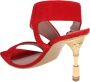 Balmain Rode Suède Sandalen met Vierkante Neus Red Dames - Thumbnail 4