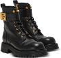 Balmain Zwarte Combat Enkellaarzen met Gouden PB Logo Black Dames - Thumbnail 3