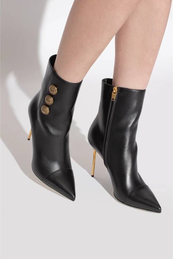 Balmain Stiletto enkellaarzen verfraaid met knoop Zwart - Foto 6