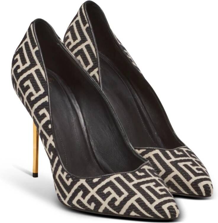 Balmain Rubijnen stiletto's met jacquard monogram Black Dames