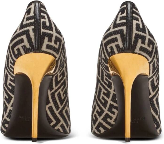 Balmain Rubijnen stiletto's met jacquard monogram Black Dames