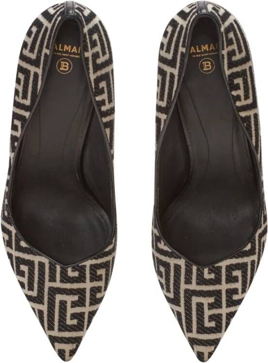 Balmain Rubijnen stiletto's met jacquard monogram Black Dames