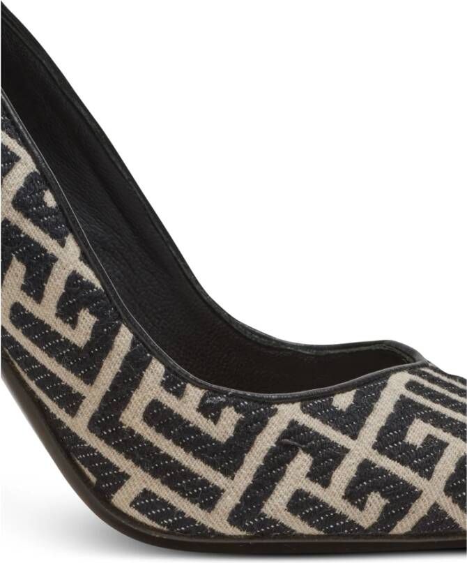 Balmain Rubijnen stiletto's met jacquard monogram Black Dames