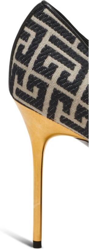 Balmain Rubijnen stiletto's met jacquard monogram Black Dames