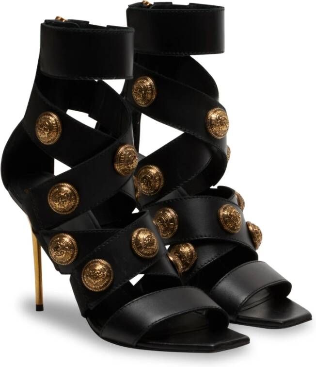 Balmain Alma leather sandals Zwart Dames