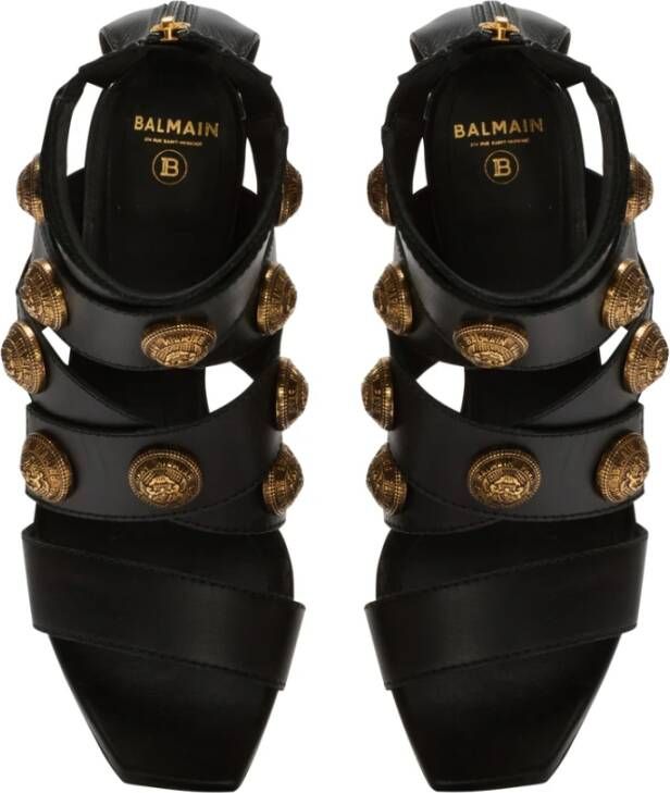 Balmain Alma leather sandals Zwart Dames