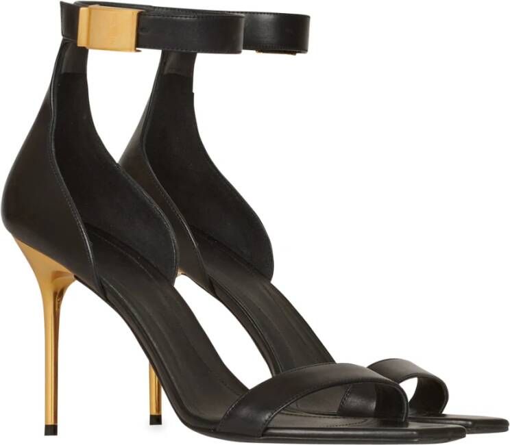 Balmain Leather Uma sandals Zwart Dames