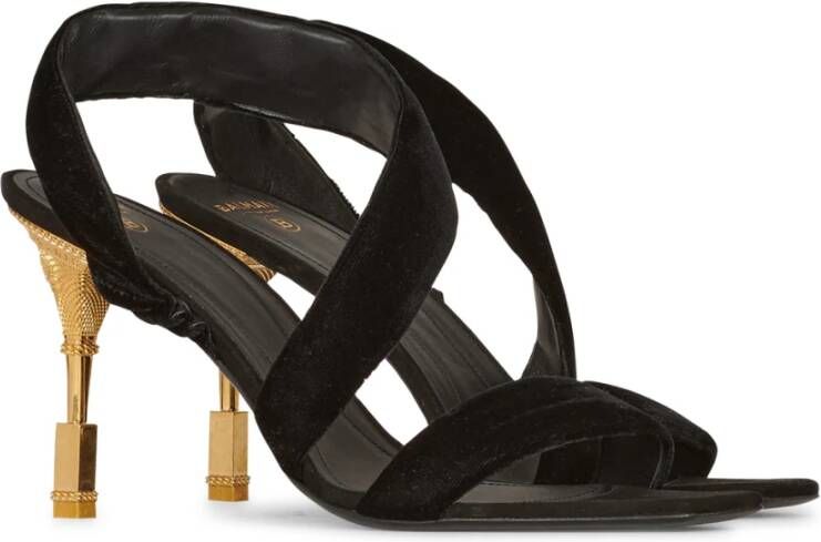 Balmain Suede Moneta sandals Zwart Dames