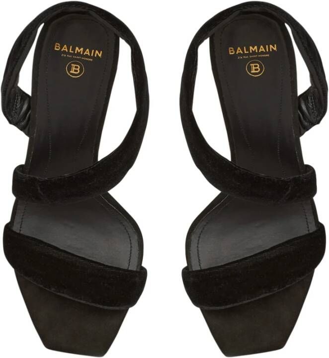 Balmain Suede Moneta sandals Zwart Dames