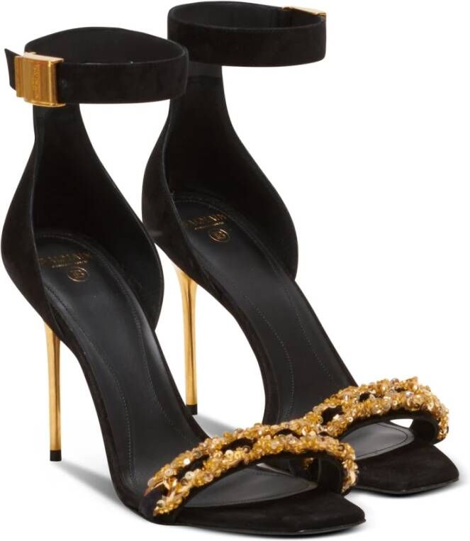 Balmain Uma sandalen verfraaid met ketting Zwart - Foto 2