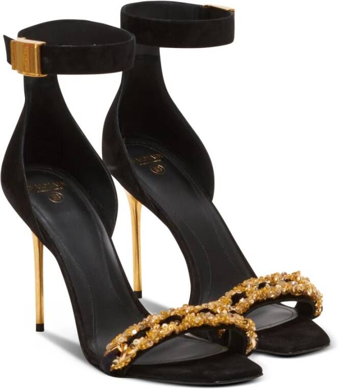 Balmain Uma suede and chain sandals Zwart Dames