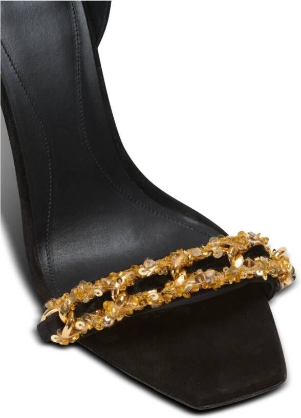 Balmain Uma suede and chain sandals Zwart Dames