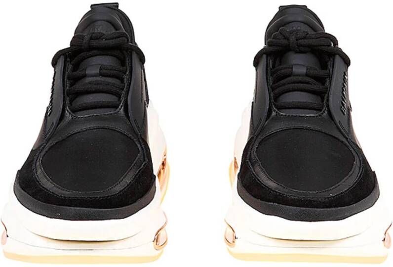 Balmain Dames Leren en Stoffen Sneakers Zwart Dames