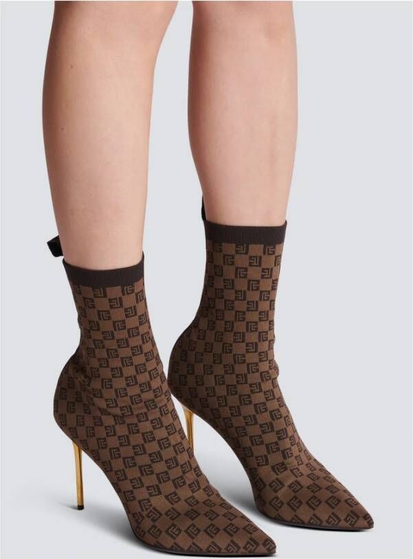 Balmain Skye laarzen met jacquard Bruin - Foto 2