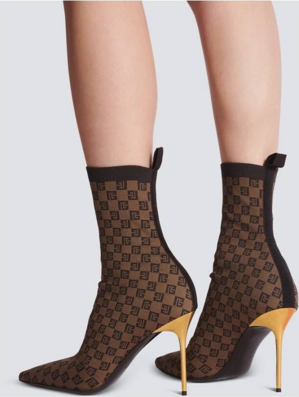 Balmain Skye laarzen met jacquard Bruin - Foto 8