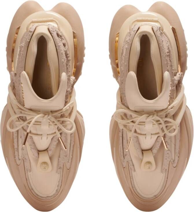 Balmain Eenhoorn lage sneakers van neopreen en leer. Beige Heren