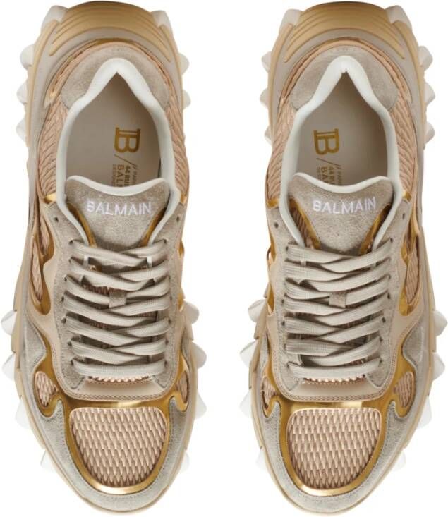 Balmain B-East trainer in leather suede and mesh Geel Dames