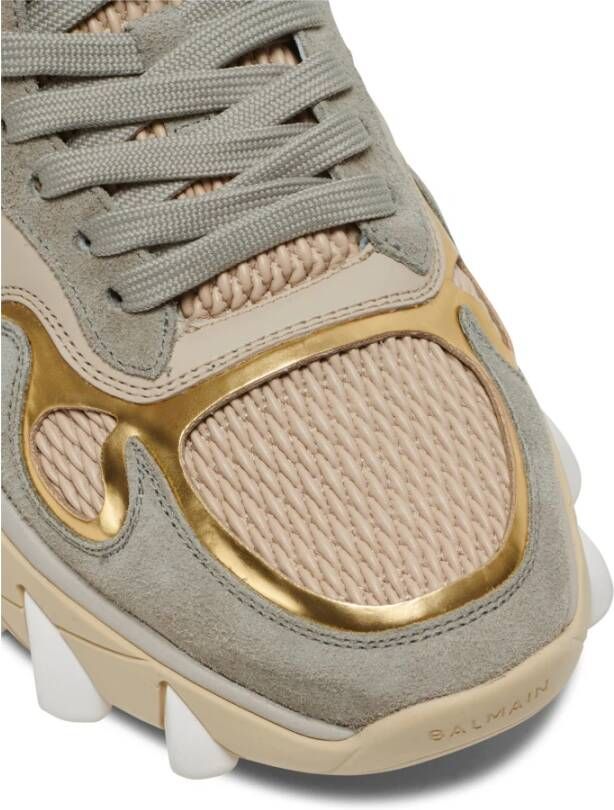 Balmain B-East trainer in leather suede and mesh Geel Heren