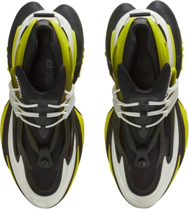Balmain Eenhoorn lage sneakers van neopreen en leer. Geel Heren
