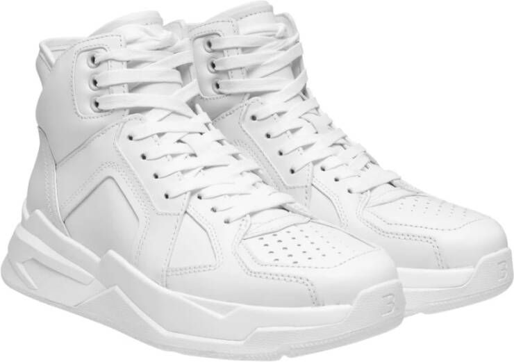 Balmain Witte Leren High-Top Sneakers Wit Dames