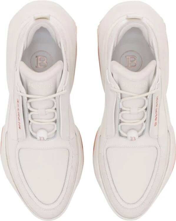 Balmain Leather and suede B-Bold low-top sneakers Wit Dames