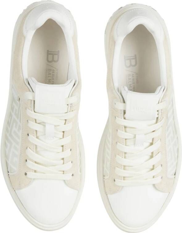 Balmain B-Court monogrammed nylon and leather trainers Wit Dames