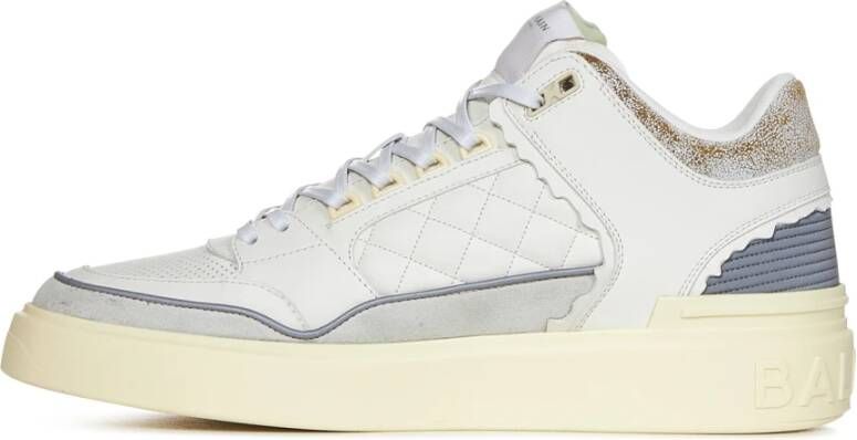 Balmain Luxe Witte Leren Sneakers Wit Heren