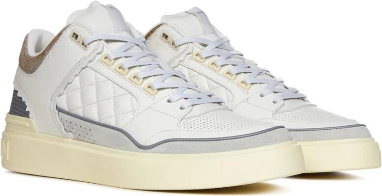 Balmain Luxe Witte Leren Sneakers Wit Heren