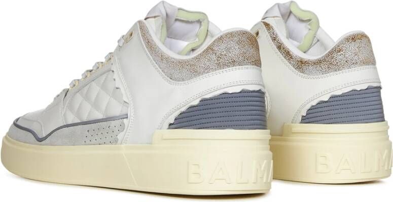 Balmain Luxe Witte Leren Sneakers Wit Heren