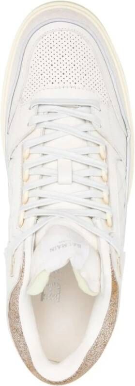 Balmain Verhoog Leren Sneakers Wit Heren