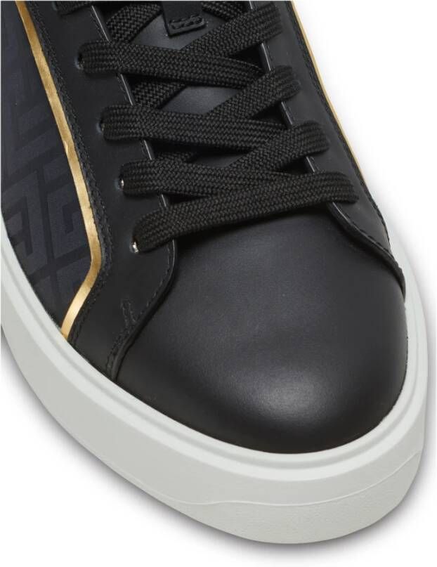 Balmain B-Court monogrammed nylon and leather trainers Zwart Dames