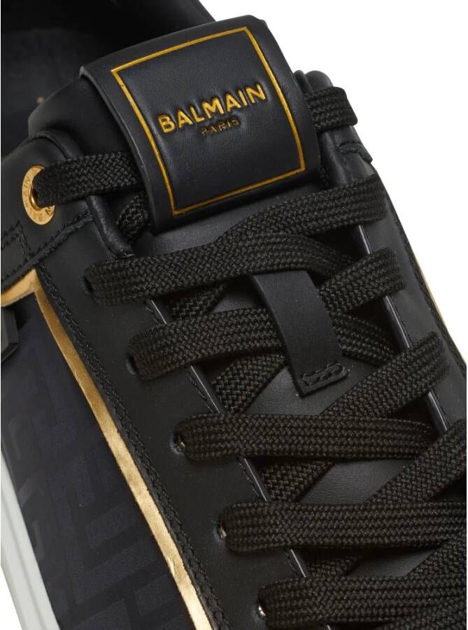 Balmain B-Court monogrammed nylon and leather trainers Zwart Dames
