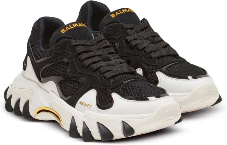 Balmain B-East trainers in leer suède en mesh Black Dames - Foto 2