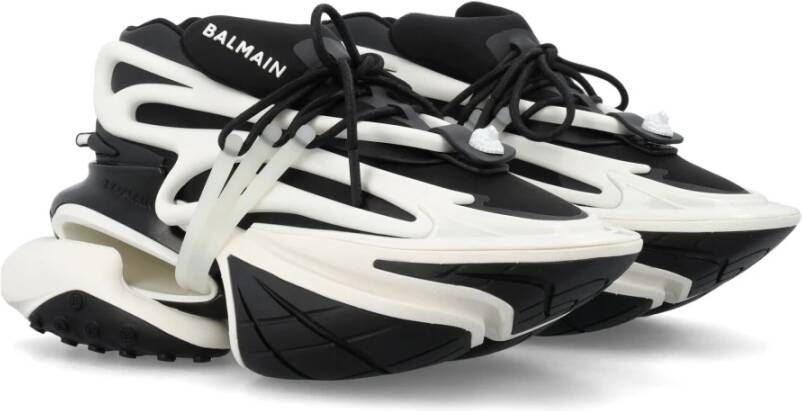 Balmain Baskets basses Unicorn en néoprène et cuir Zwart Dames