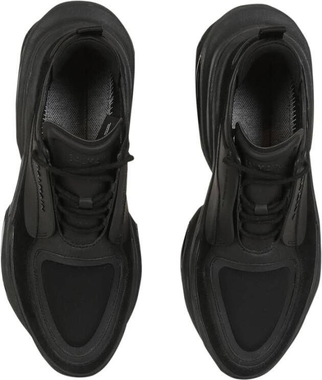 Balmain Leather neoprene and suede B-Bold low-top sneakers Zwart Heren