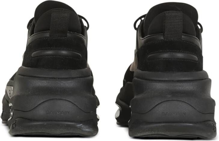 Balmain Leather neoprene and suede B-Bold low-top sneakers Zwart Heren