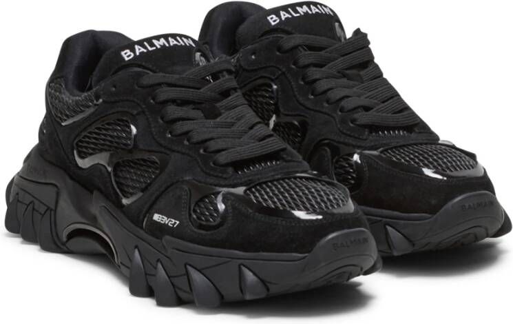 Balmain B-East trainer in leather suede and mesh Zwart Heren