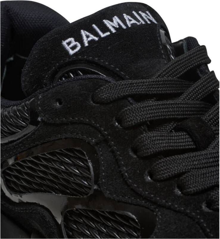 Balmain B-East trainer in leather suede and mesh Zwart Heren