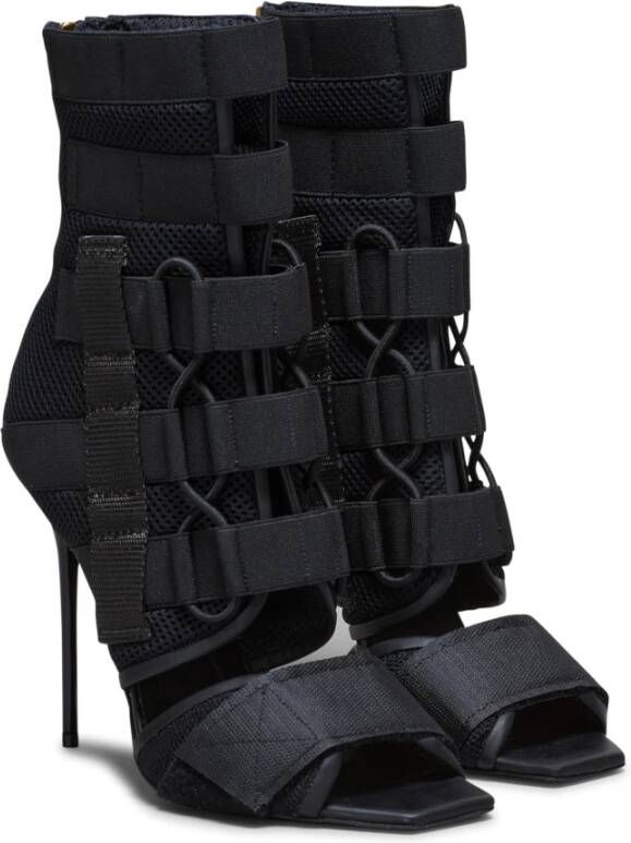 Balmain Uma sandalen met klittenband en mesh Zwart Dames