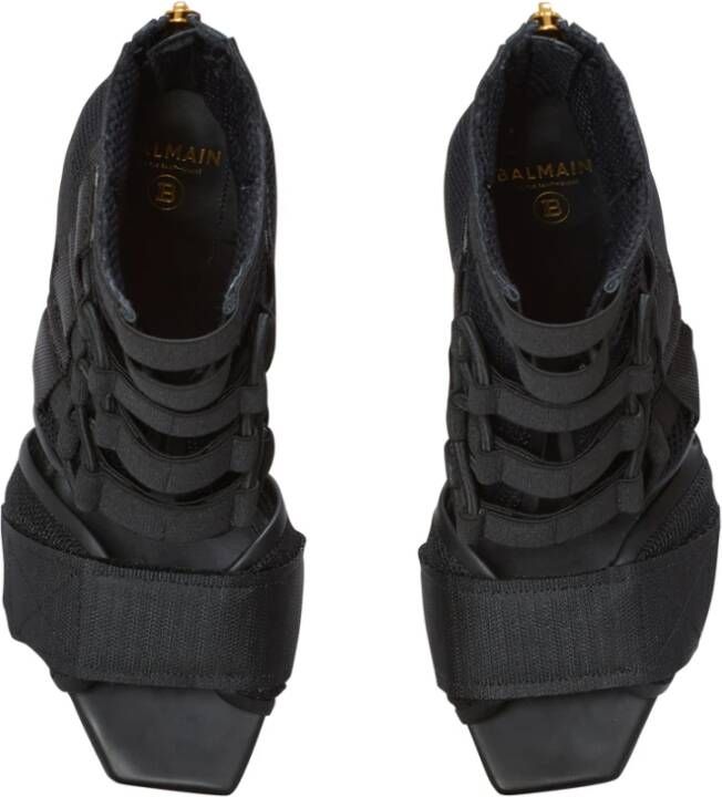 Balmain Uma sandalen met klittenband en mesh Zwart Dames