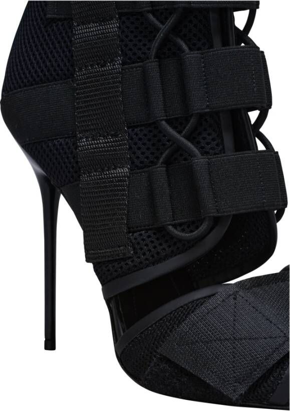 Balmain Uma sandalen met klittenband en mesh Zwart Dames