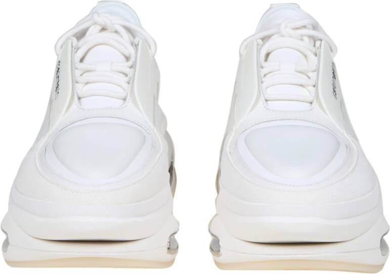Balmain Witte Leren en Suède Sneakers White Heren