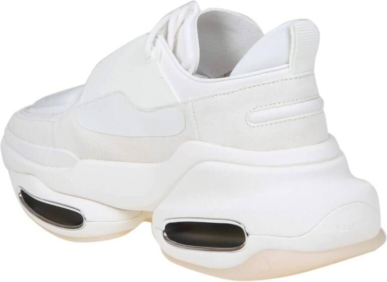 Balmain Witte Leren en Suède Sneakers White Heren